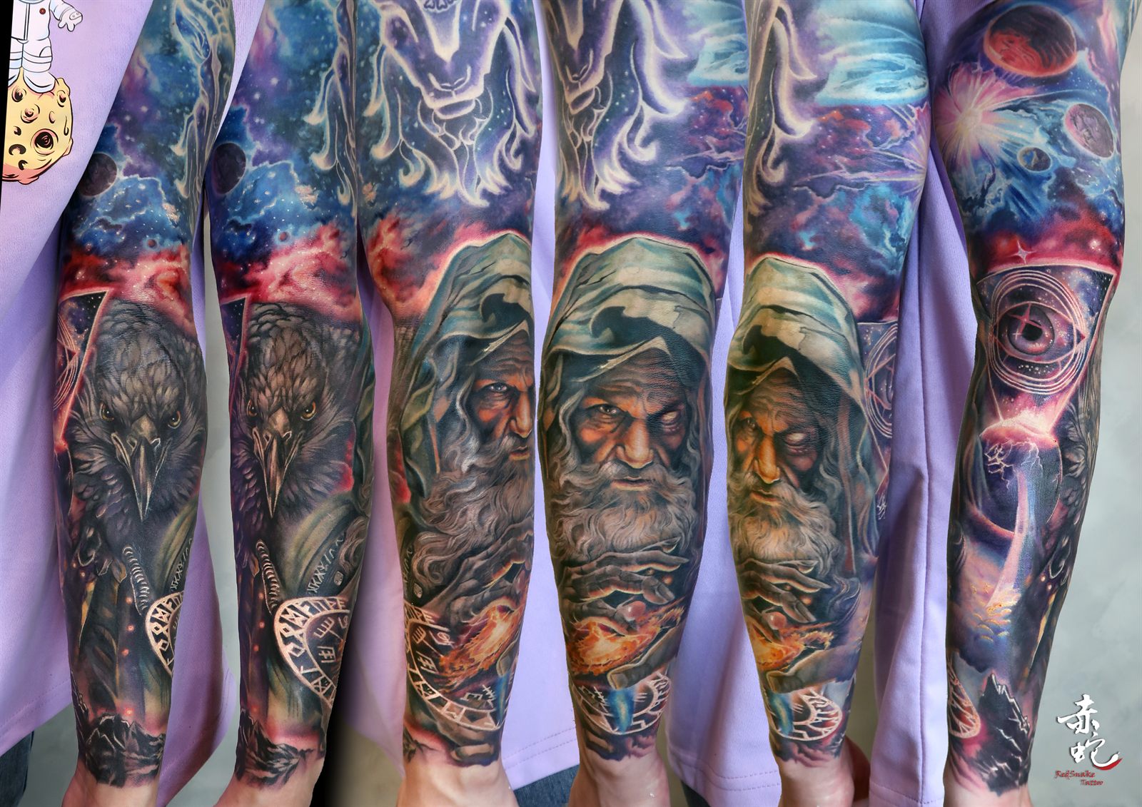 小YU 台中女刺青師 寫實 / 奧丁 / 彩色 刺青作品 RedSnake Tattoo