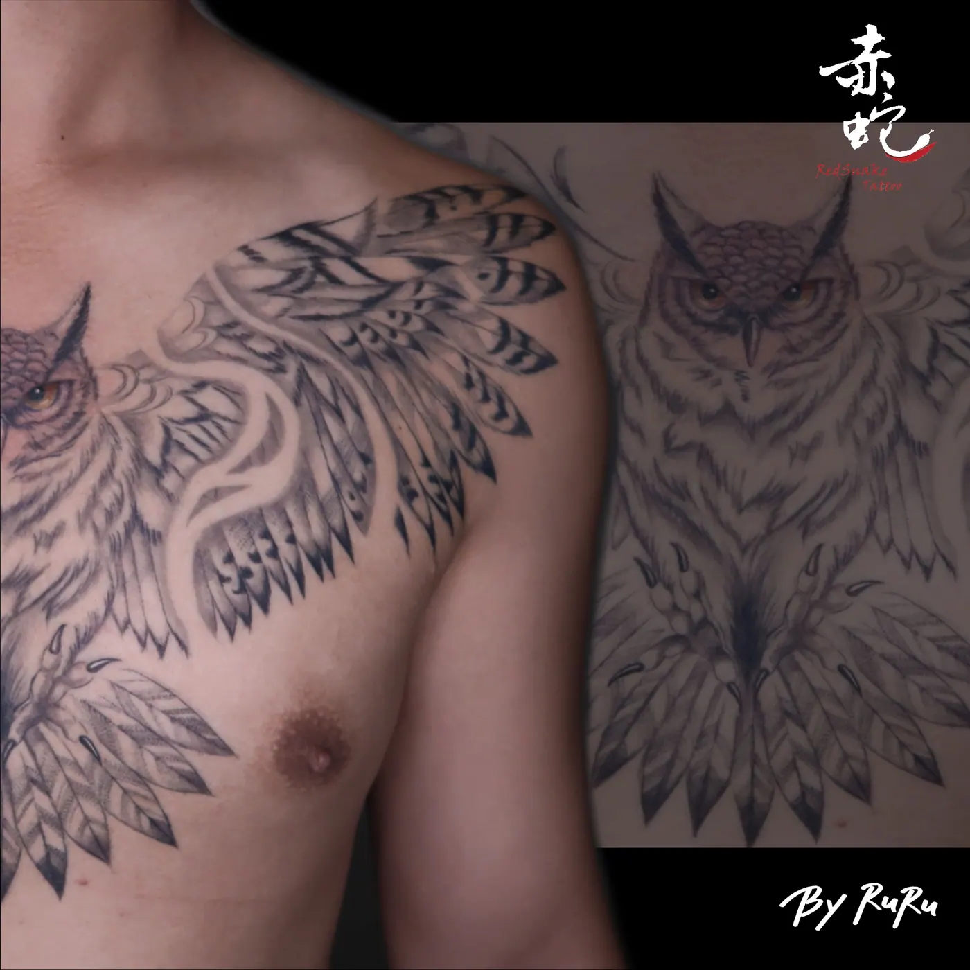 RURU 台中女刺青師 R0271-2 胸 RedSnake Tattoo