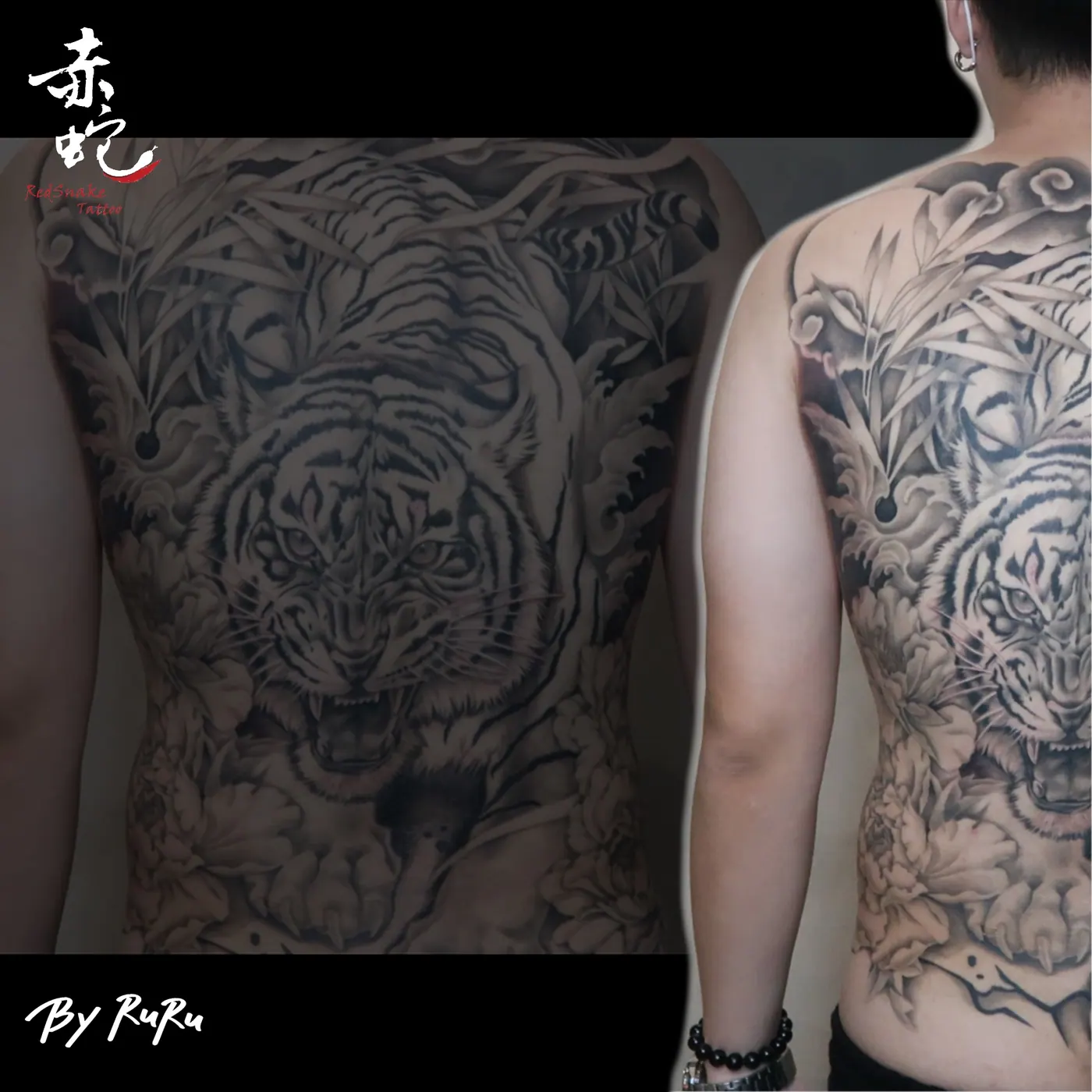 RURU 台中女刺青師 R0285-1 背 RedSnake Tattoo